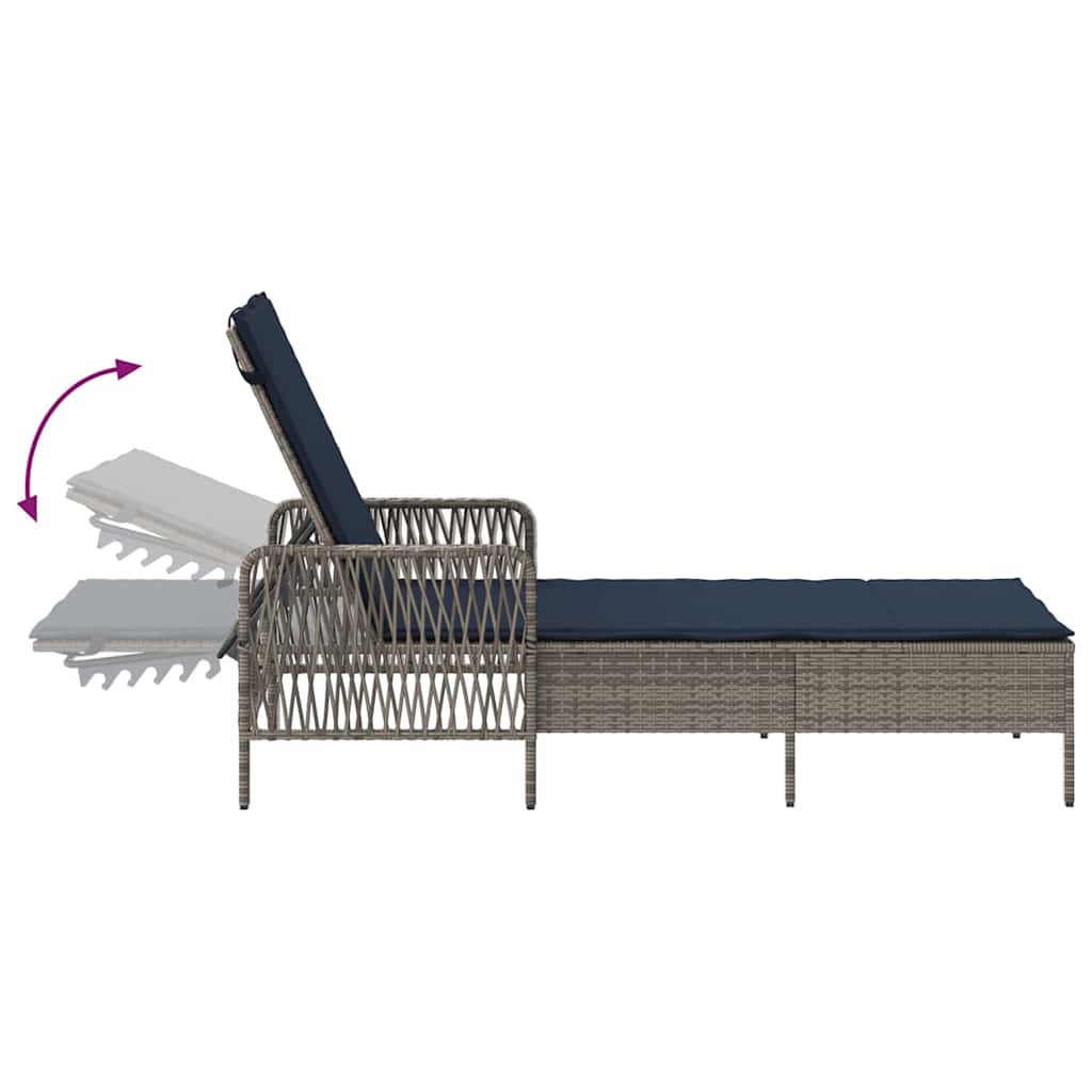 Ξαπλώστρα 3 pcs Γκρι και Navy Blue 200 x 55 x 92 εκ.