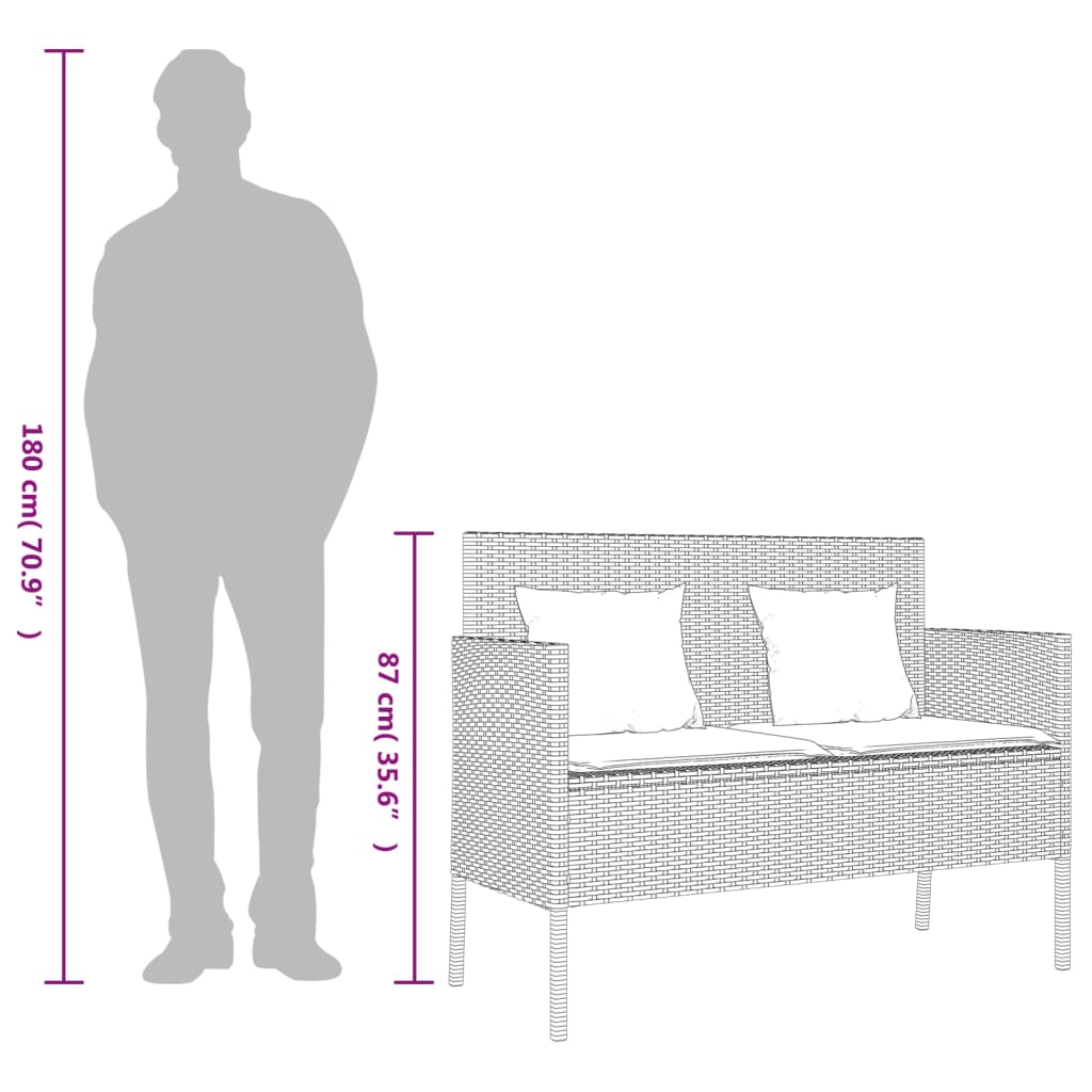 Πάγκος Κήπου Μπεζ από Συνθετικό Ρατάν με Μαξιλάρια