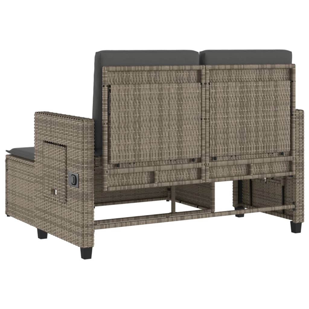 Πάγκος Κήπου Ανακλινόμενος Γκρι Συνθετικό Ρατάν με Μαξιλάρια