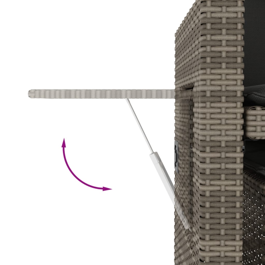 Πάγκος Κήπου Ανακλινόμενος Γκρι Συνθετικό Ρατάν με Μαξιλάρια