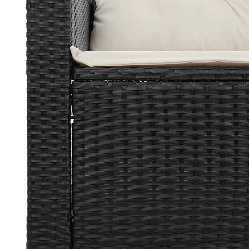 Καναπές Κήπου Τριθέσιος Μαύρος από Συνθετικό Ρατάν με Μαξιλάρια