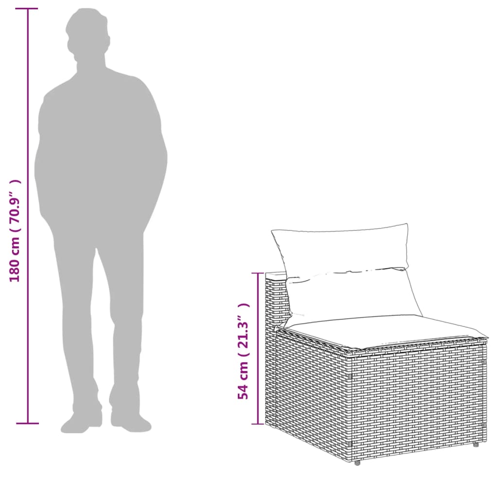 Καναπέδες Κήπου Χωρίς Μπράτσα 2 τεμ. Μαύρο Συνθ. Ρατάν & Μαξιλ.