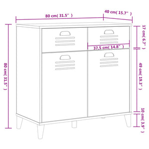 Μπουφές VIKEN Λευκός 80 x 40 x 80 εκ. από Επεξεργασμένο Ξύλο
