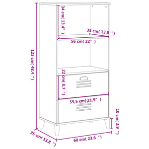 Βιβλιοθήκη VIKEN Λευκή 60x35x123 εκ. από Επεξεργασμένο Ξύλο