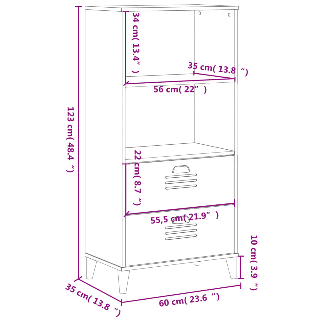 Βιβλιοθήκη VIKEN Ανθρακί Γκρι 60x35x123 εκ. από Επεξεργ. Ξύλο