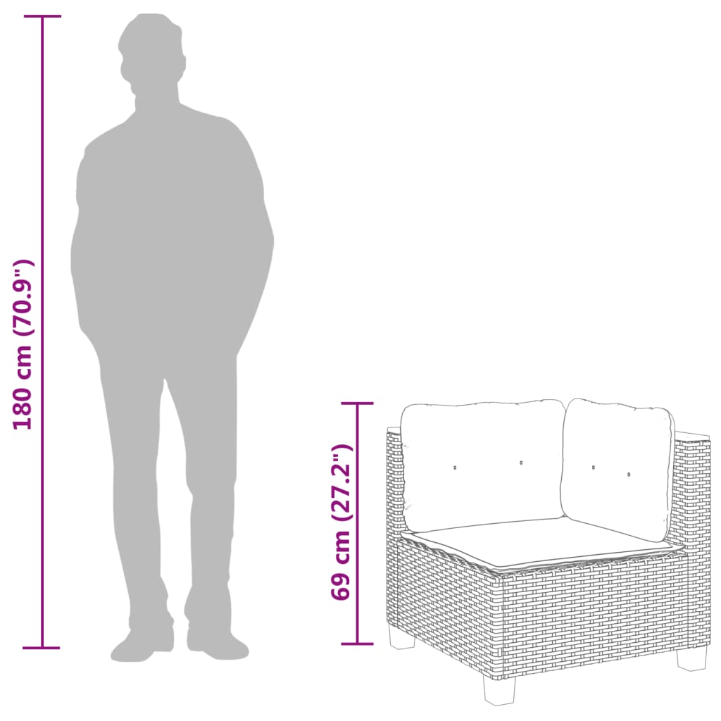 Καναπές Κήπου Γωνιακός με Μαξιλάρια Μαύρο από Συνθετικό Ρατάν