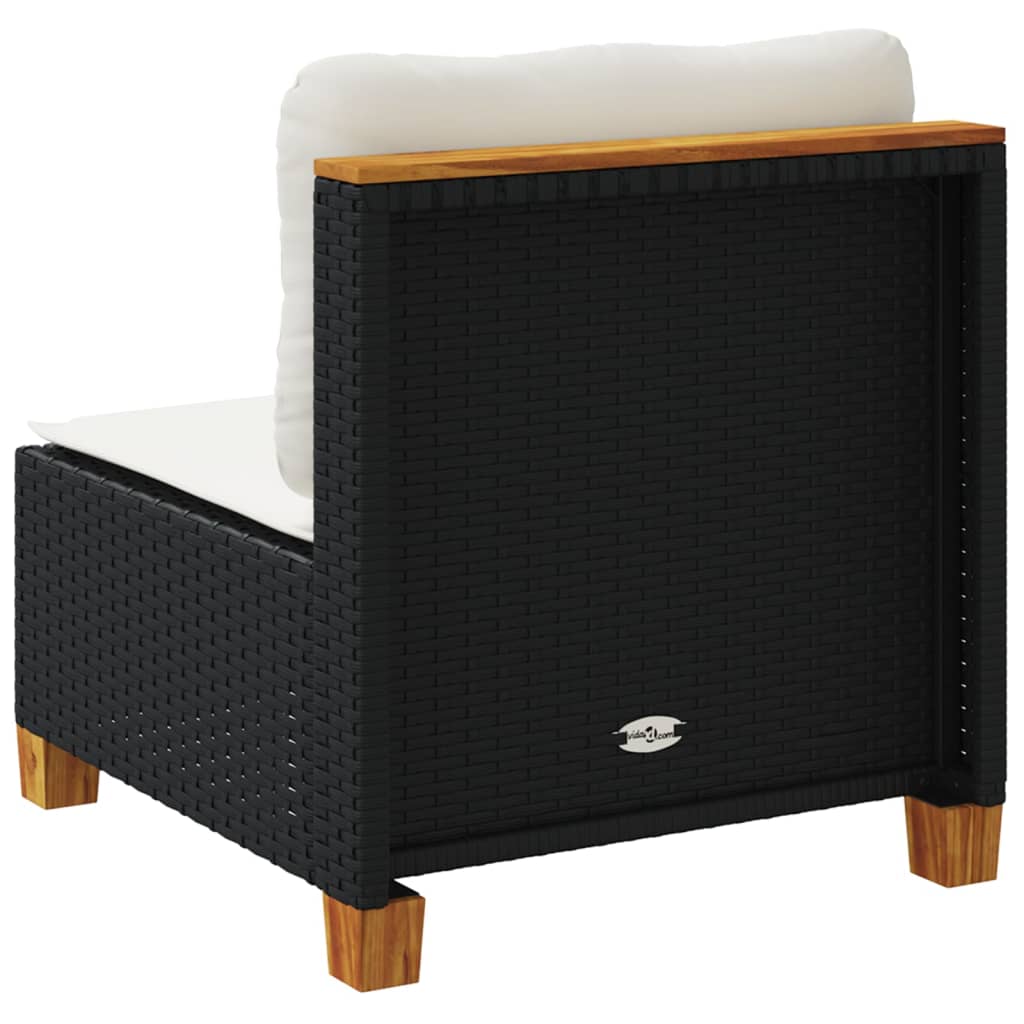 Καναπές Κήπου Χωρίς Μπράτσα Μαύρος Συνθετικό Ρατάν με Μαξιλάρια