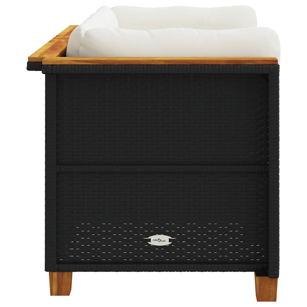 Καναπέδες Κήπου Γωνιακοί με Μαξιλάρια 2 τεμ. Μαύρο Συνθ. Ρατάν