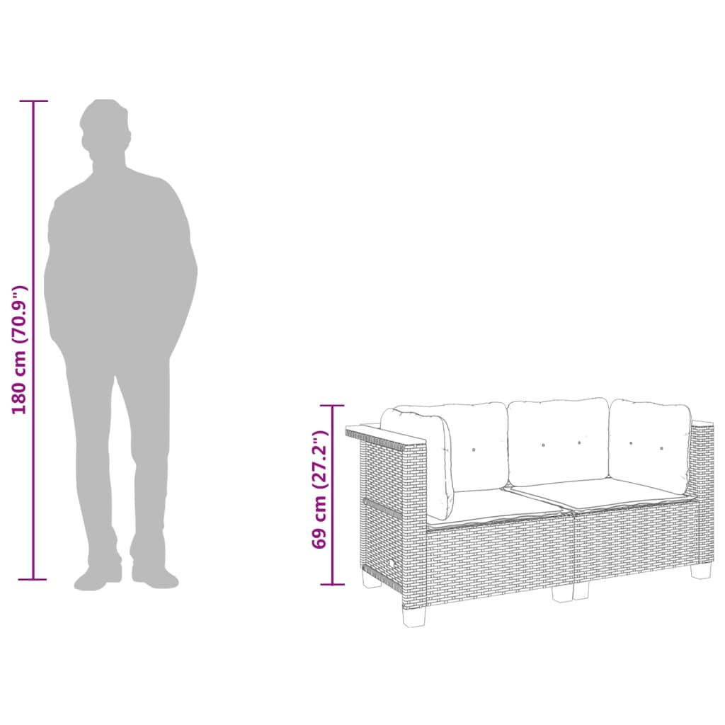 Καναπέδες Κήπου Γωνιακός 2 τεμ. Μπεζ Συνθ. Ρατάν & Μαξιλ.