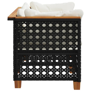 Καναπέδες Κήπου Γωνιακοί με Μαξιλάρια 2 τεμ. Μαύρο Συνθ. Ρατάν