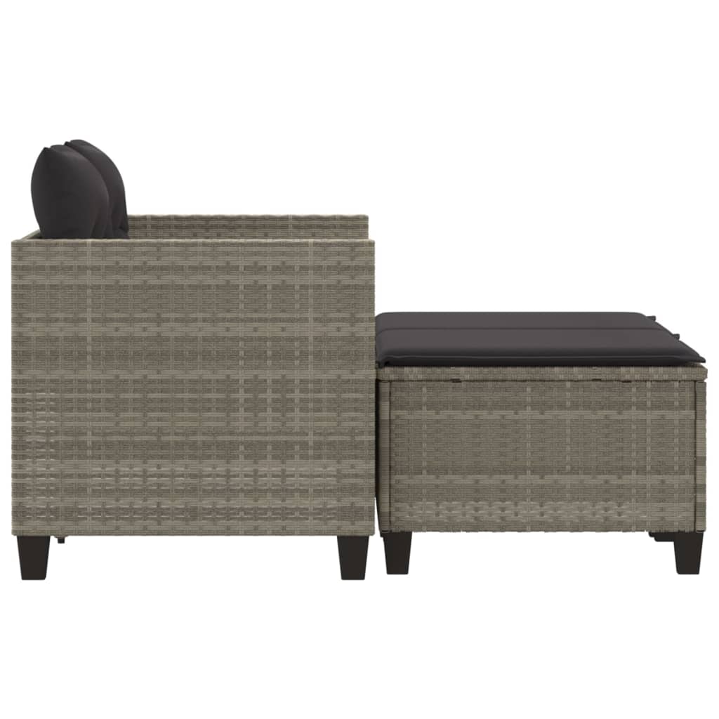 Καναπές Κήπου Διθέσιος με Σκαμπό Ανοιχτό Γκρι Συνθετικό Ρατάν