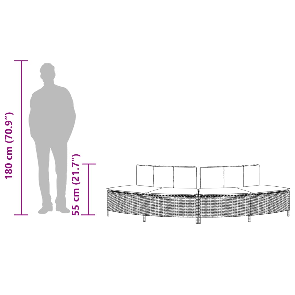Πάγκοι Σπα 2 τεμ. Μαύρο από Συνθετικό Ρατάν με Μαξιλάρια