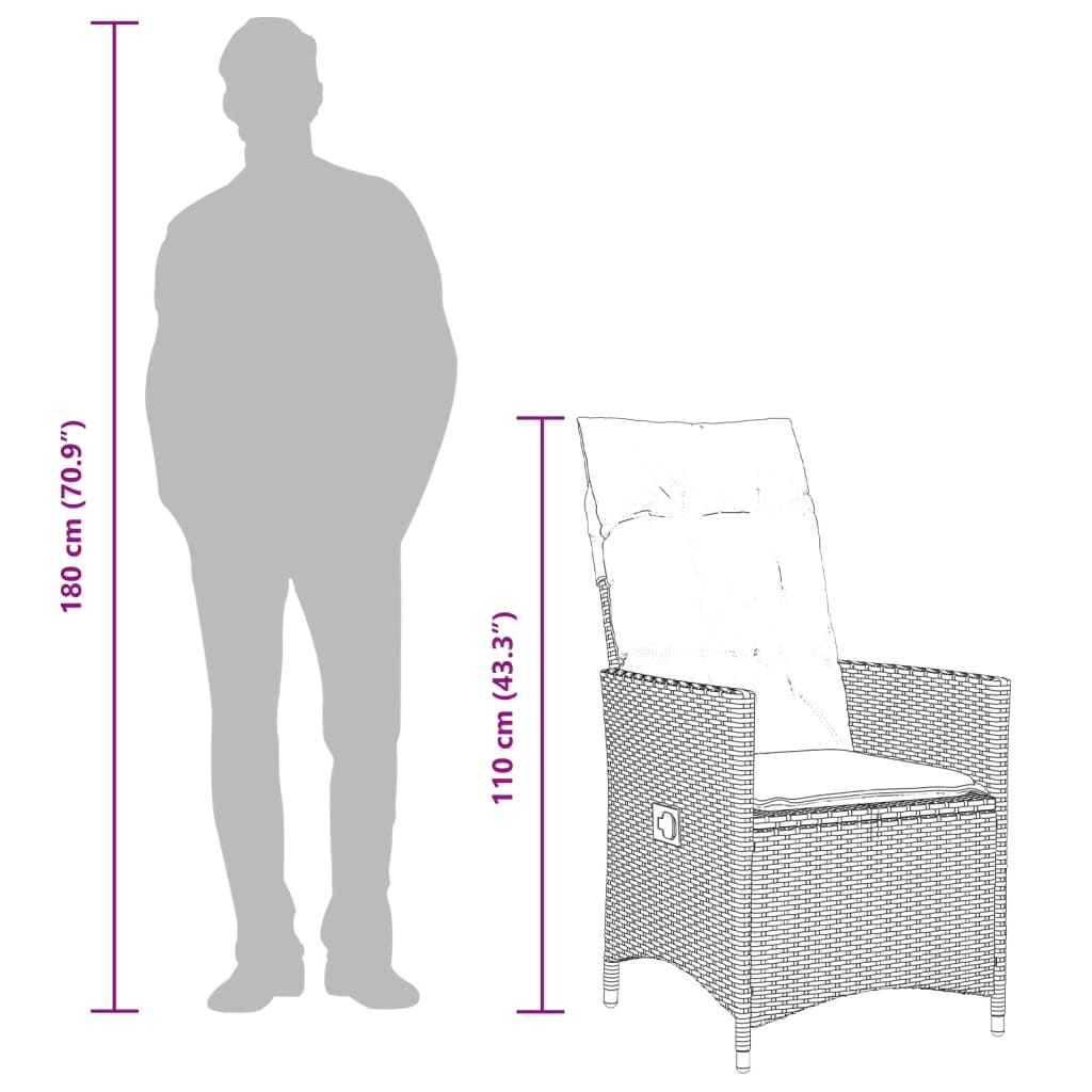 Πολυθρόνες Κήπου Ανακλ/νες 2 τεμ. Μπεζ Συνθ. Ρατάν + Μαξιλάρια