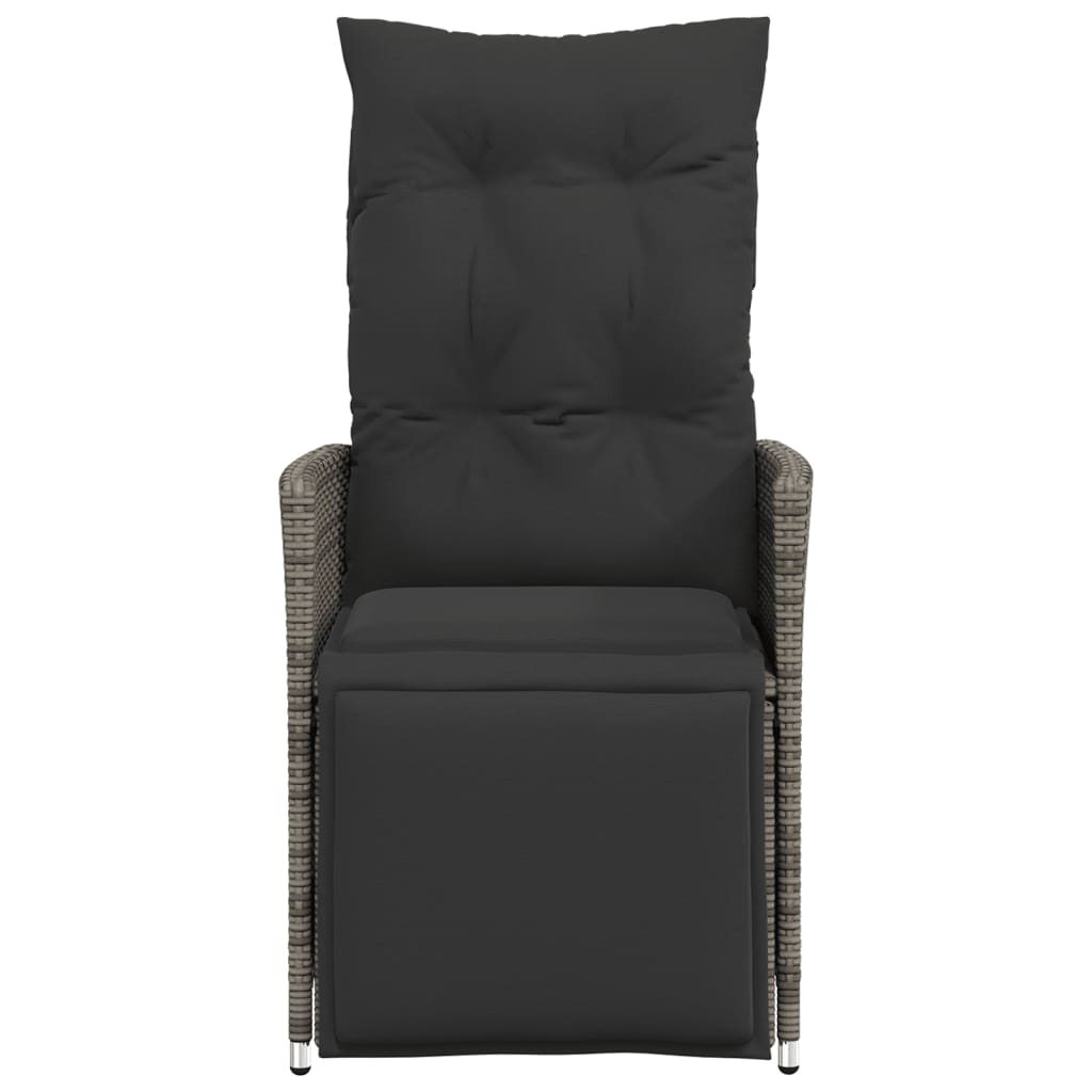 Καρέκλα Κήπου Ανακλινόμενη Γκρι Συνθετικό Ρατάν με Μαξιλάρια