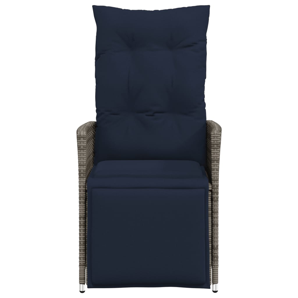 Ανακλινόμενη Πολυθρόνα Κήπου με Μαξιλάρια Γκρι από Συνθετικό Ρατάν