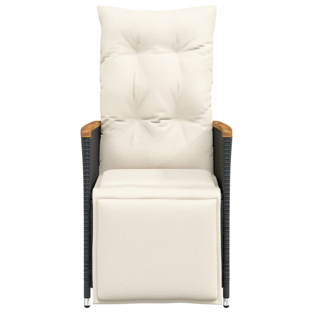 Πολυθρόνες Κήπου Ανακλ/νες 2 τεμ. Μαύρες Συνθ. Ρατάν+Μαξιλάρια