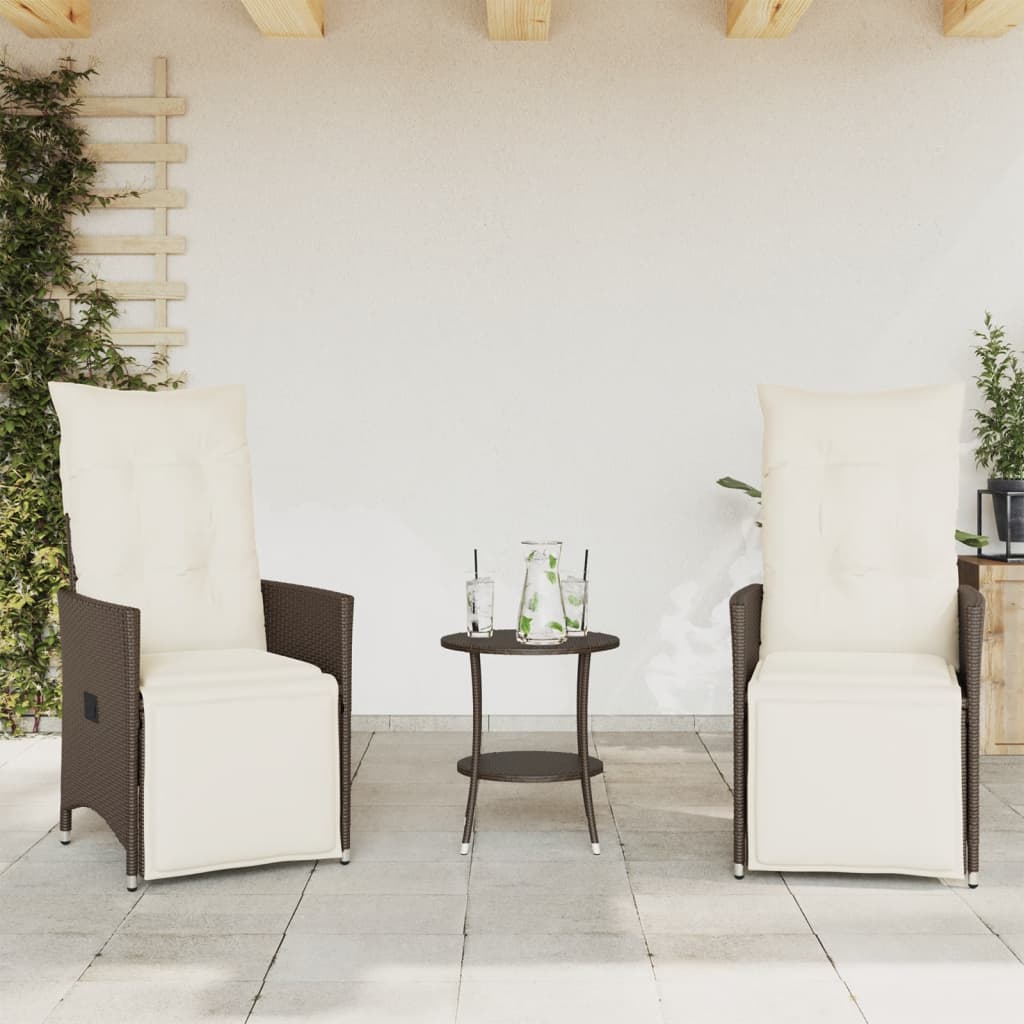 Σετ Επίπλων Bistro 3 τεμ. Καφέ Συνθετικό Ρατάν με Μαξιλάρια