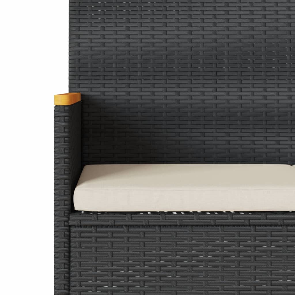 Παγκάκι Κήπου Διθέσιο Μαύρο Συνθετ. Ρατάν με Μαξιλάρια/Τραπέζι