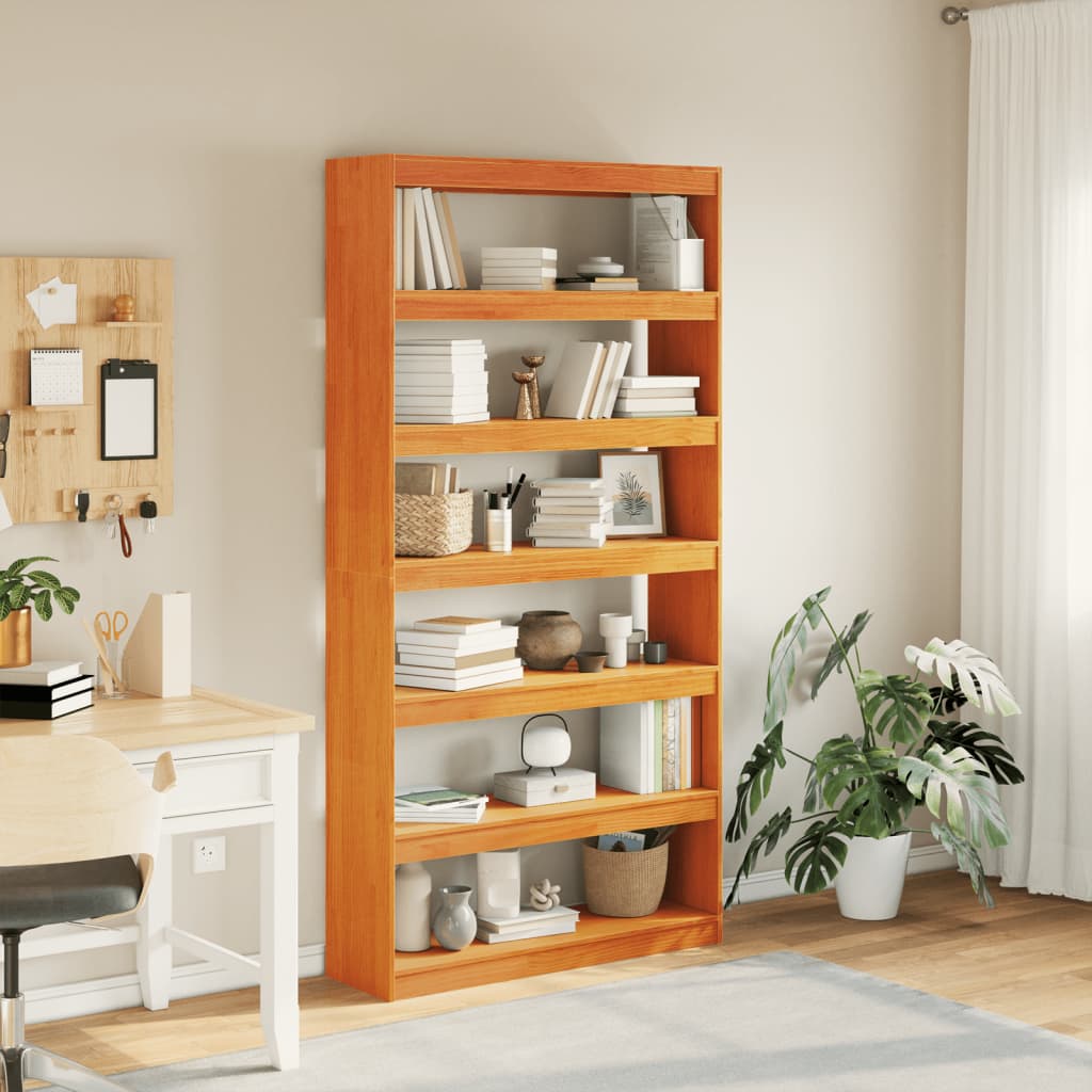 Βιβλιοθήκη/Διαχωριστικό Χώρου 100x30x199,5 εκ Μασίφ Ξύλο Πεύκου