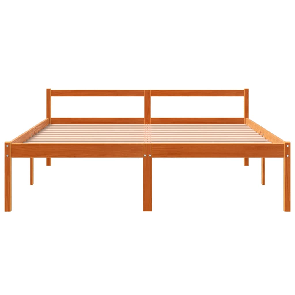 Κρεβάτι Ηλικιωμένων Καφέ Κεριού 160x200εκ από Μασίφ Ξύλο Πεύκου - Pakobazaar