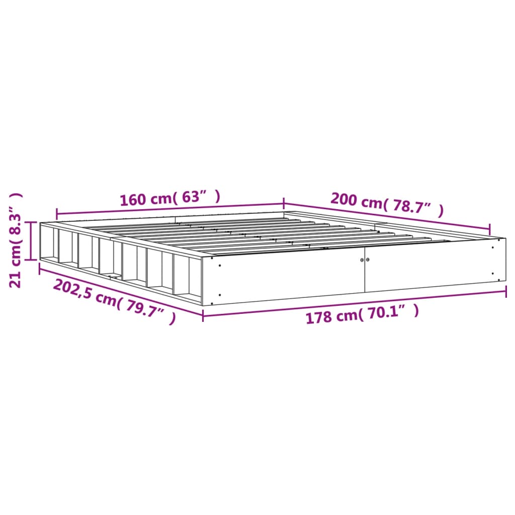 Σκελετός Κρεβ. Χωρίς Στρώμα Καφέ Κεριού 160x200 εκ Μασίφ Πεύκο - Pakobazaar