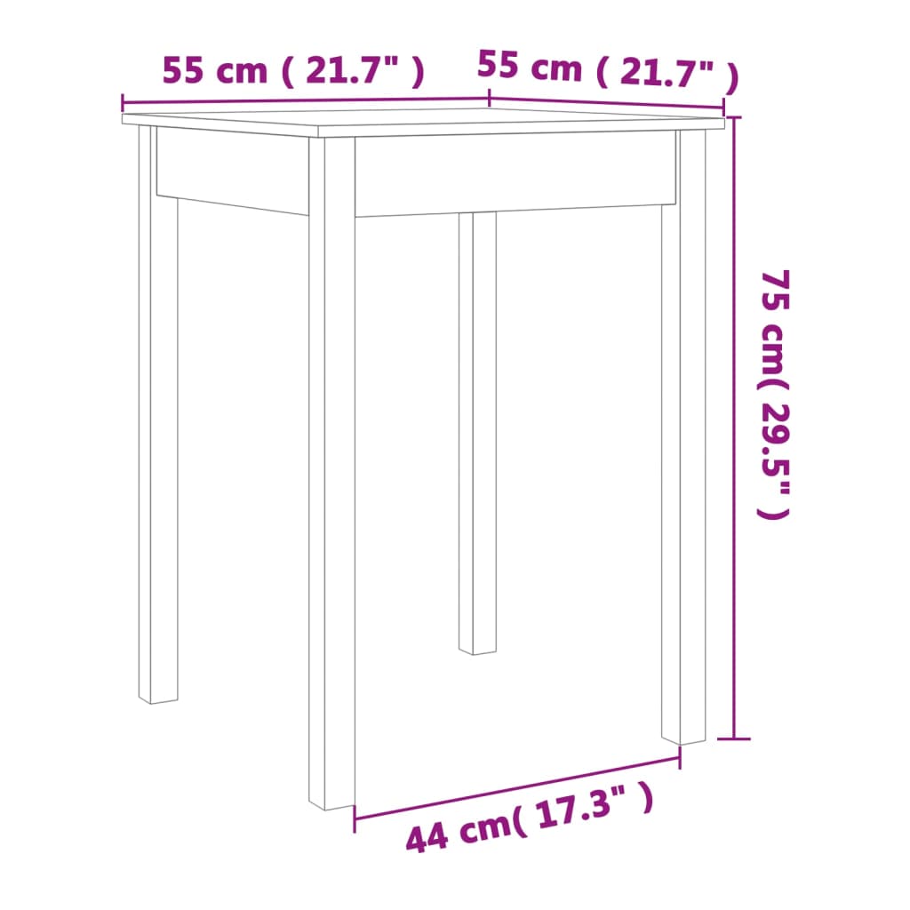 Τραπεζαρία Καφέ Κεριού 55 x 55 x 75 εκ. από Μασίφ Ξύλο Πεύκου - Pakobazaar