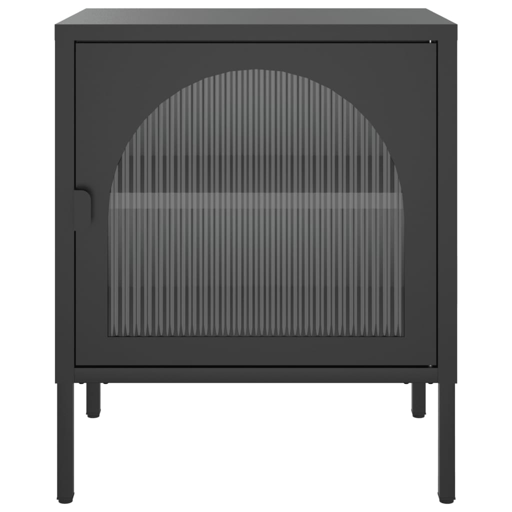 Κομοδίνα 2 τεμ. Μαύρα 50 x 35 x 60 εκ. από Ατσάλι και Γυαλί