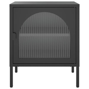Κομοδίνα 2 τεμ. Μαύρα 50 x 35 x 60 εκ. από Ατσάλι και Γυαλί