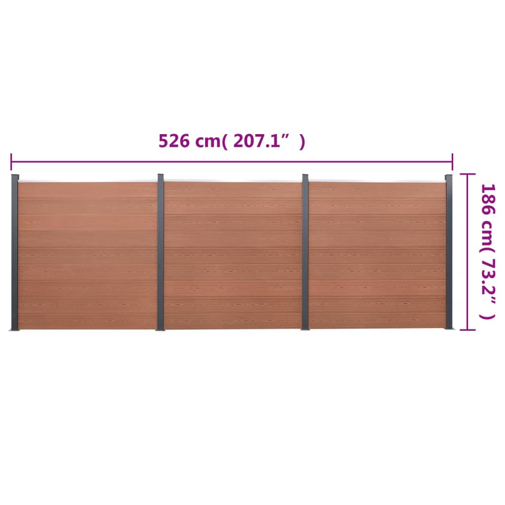 Σετ Πάνελ Περίφραξης Καφέ 526x186 εκ. από WPC