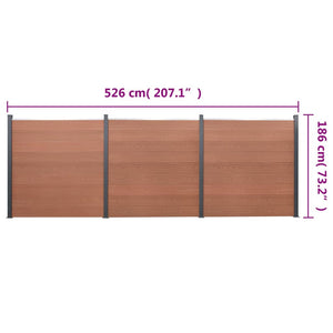 Σετ Πάνελ Περίφραξης Καφέ 526x186 εκ. από WPC