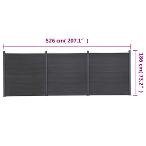 Σετ Πάνελ Περίφραξης Γκρι 526 x 186 εκ. από WPC