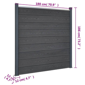 Σετ Πάνελ Περίφραξης Γκρι 526 x 186 εκ. από WPC