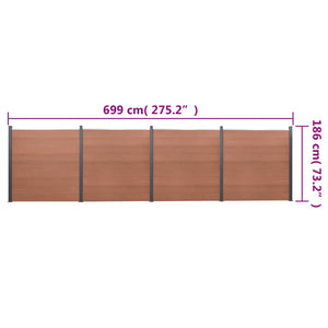 Σετ Πάνελ Περίφραξης Καφέ 699x186 εκ. από WPC
