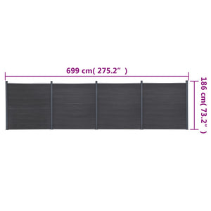 Σετ Πάνελ Περίφραξης Γκρι 699 x 186 εκ. από WPC