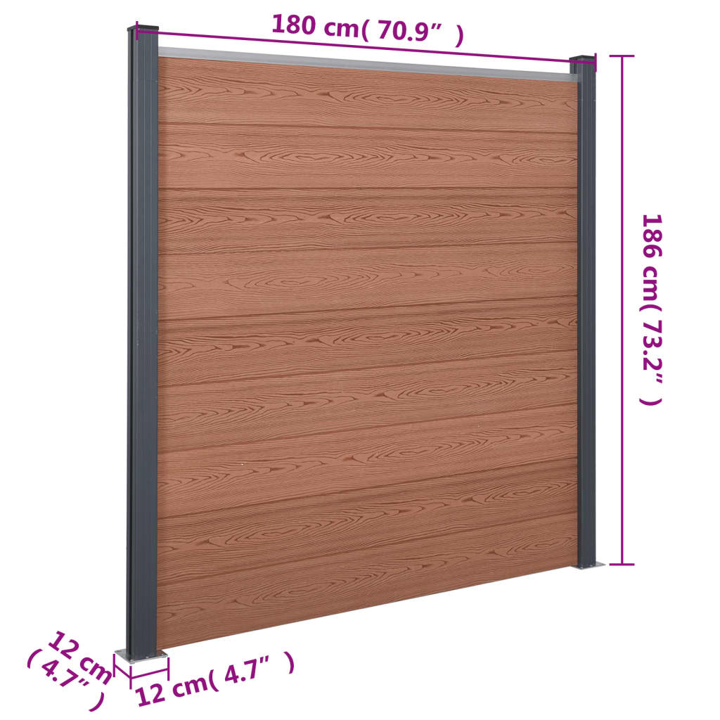 Σετ Πάνελ Περίφραξης Καφέ 872x186 εκ. από WPC - Pakobazaar