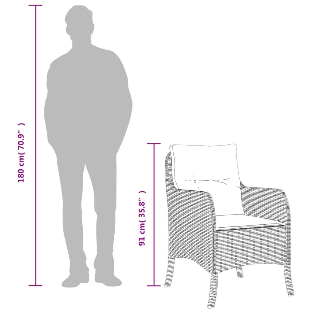 Σετ Τραπεζαρίας Κήπου 7 τεμ. Γκρι Συνθ. Ρατάν με Μαξιλάρια