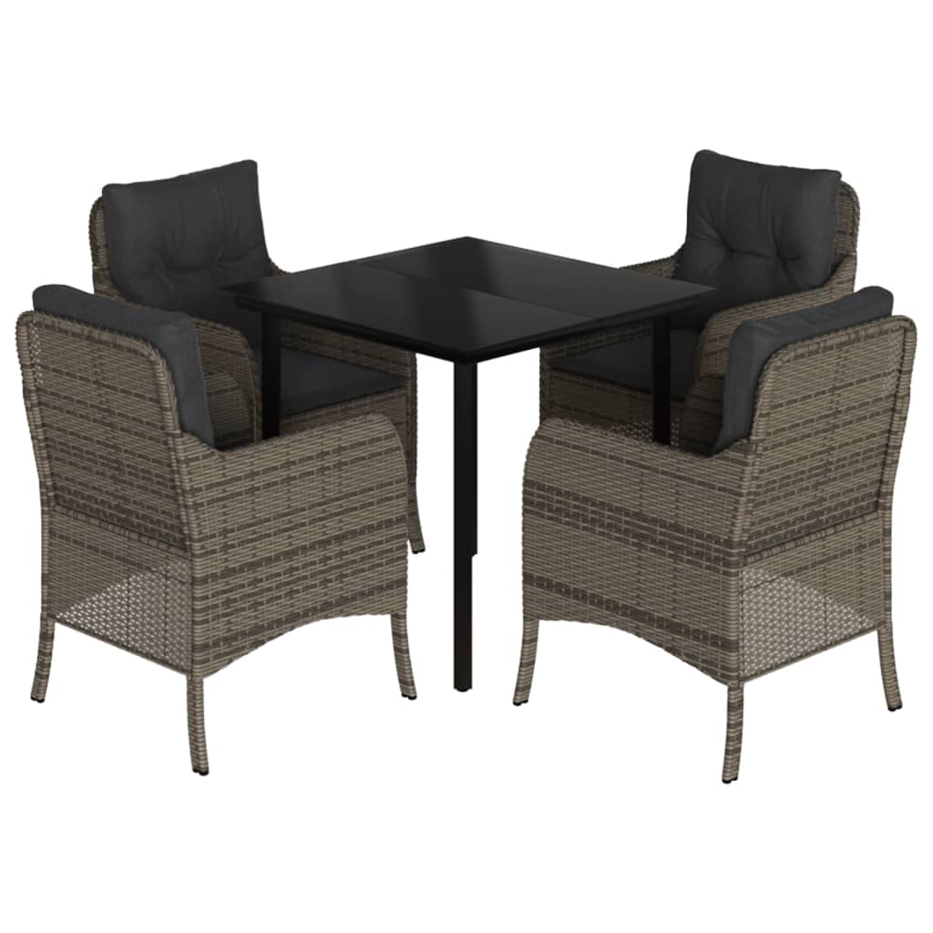 Σετ Τραπεζαρίας Κήπου 5 τεμ. Γκρι Συνθ. Ρατάν με Μαξιλάρια