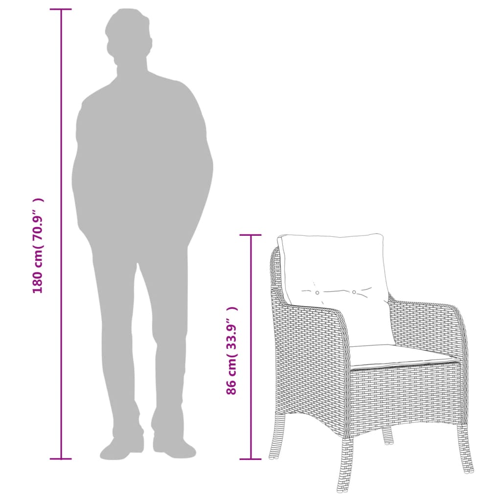 Σετ Τραπεζαρίας Κήπου 7 τεμ. Γκρι Συνθ. Ρατάν με Μαξιλάρια