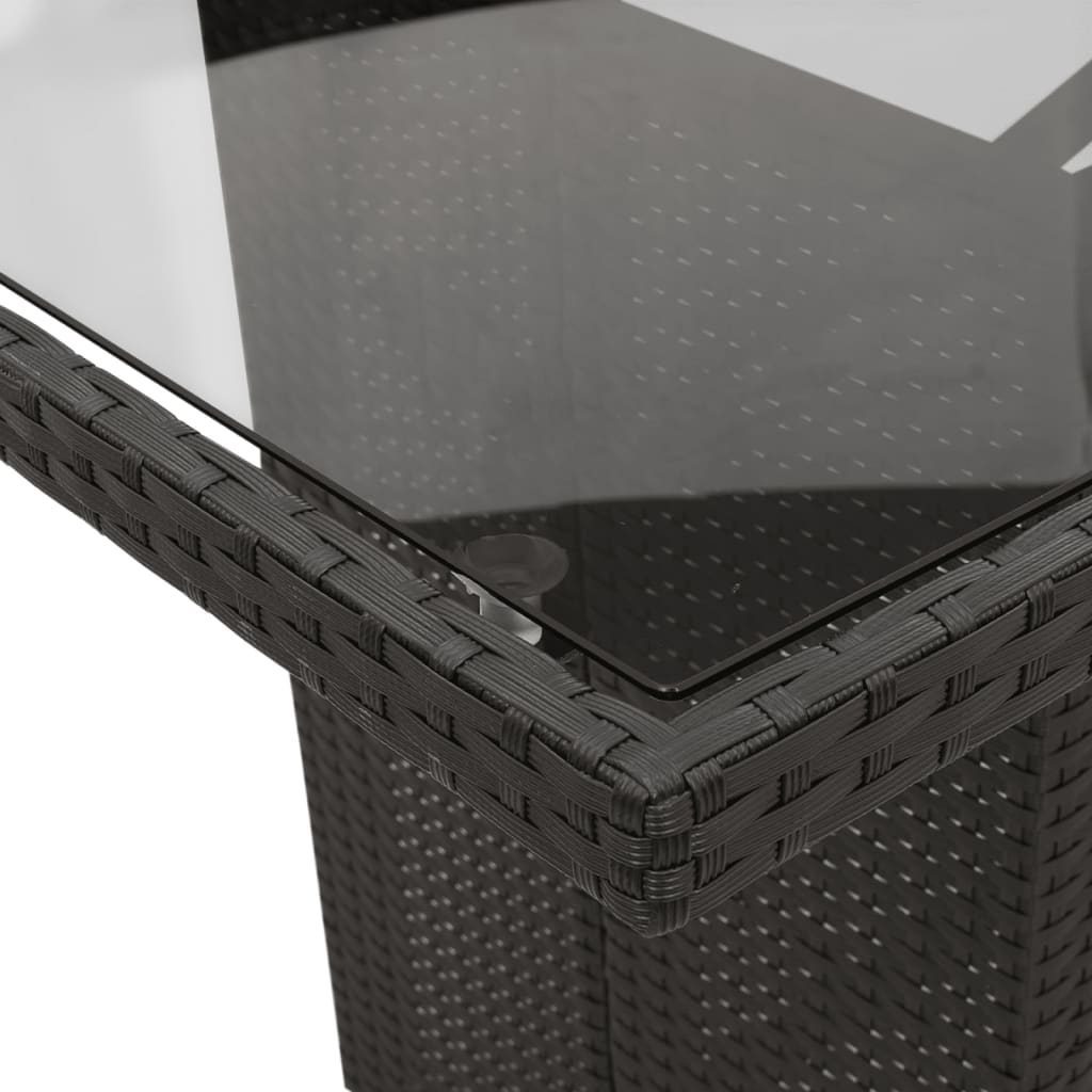 Σετ Τραπεζαρίας Κήπου 7 Τεμ. Μαύρο Συνθετικό Ρατάν με Μαξιλάρια