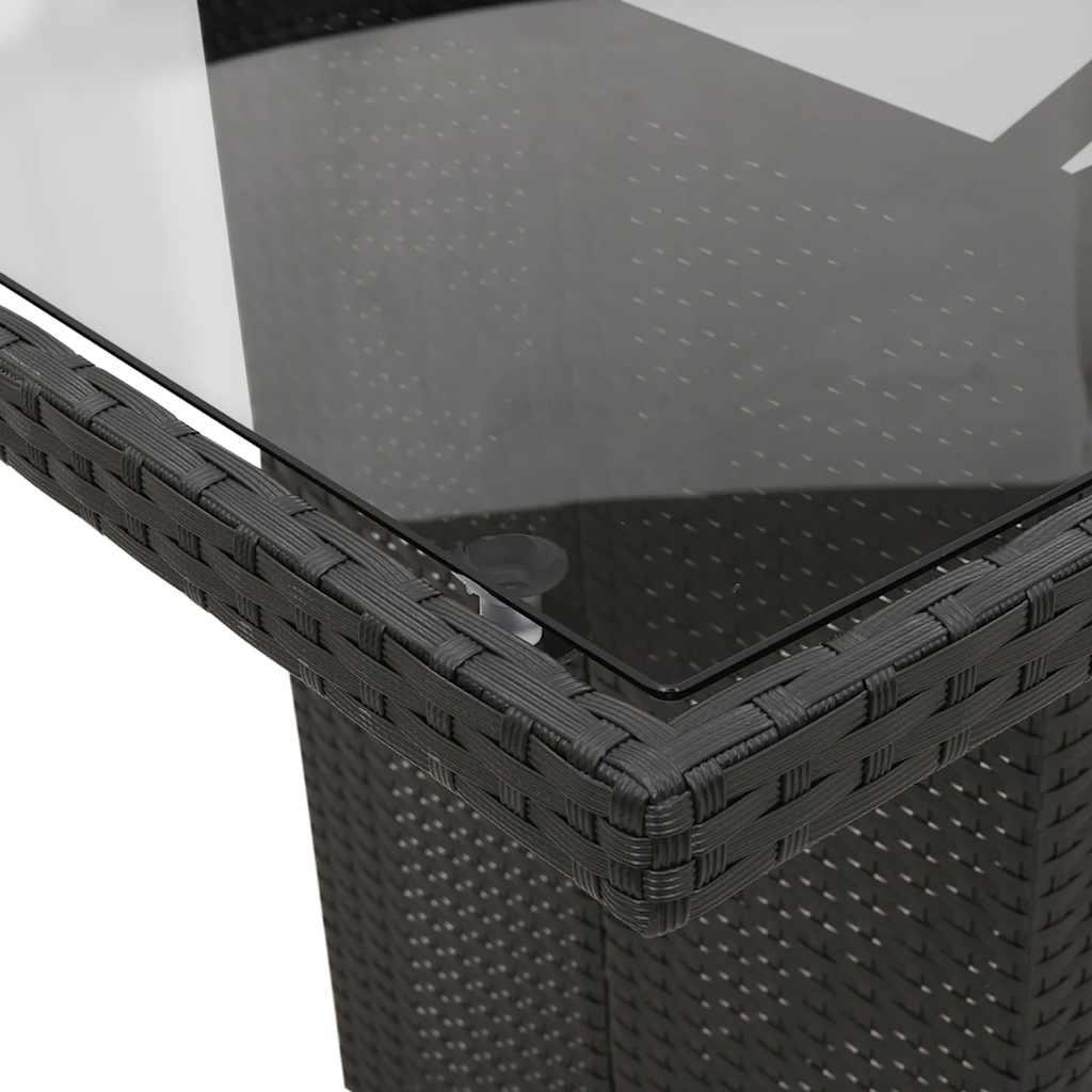 Σετ Τραπεζαρίας Κήπου 9 τεμ Μαύρο από Συνθ. Ρατάν με Μαξιλάρια