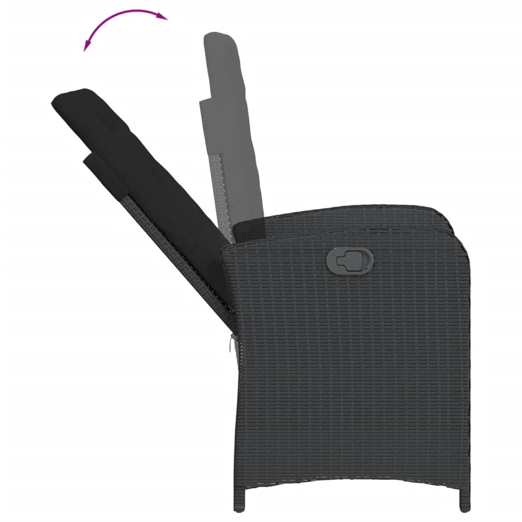 Σετ Τραπεζαρίας Κήπου 9 τεμ Μαύρο από Συνθ. Ρατάν με Μαξιλάρια