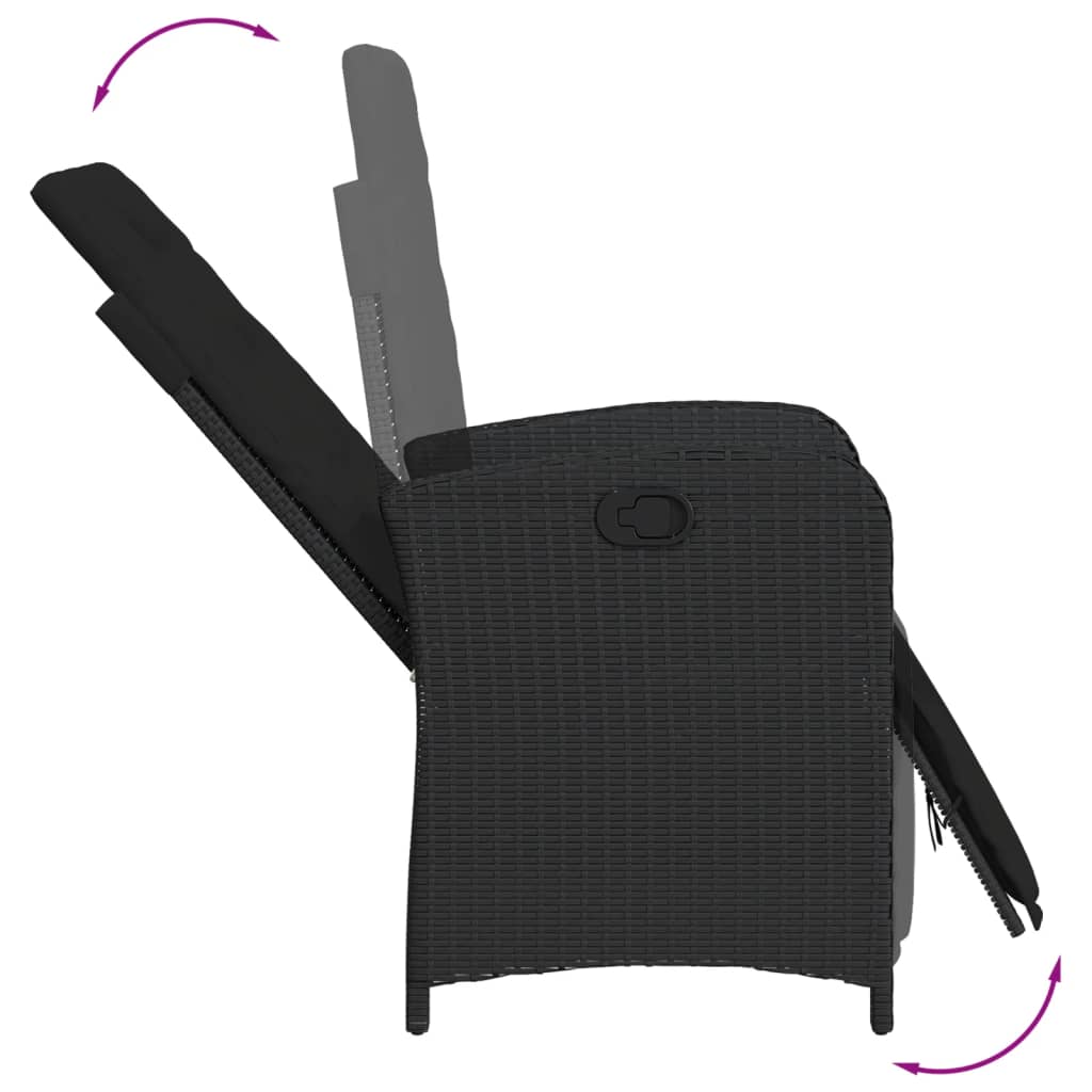 Σετ Τραπεζαρίας Κήπου 9 τεμ Μαύρο από Συνθ. Ρατάν με Μαξιλάρια