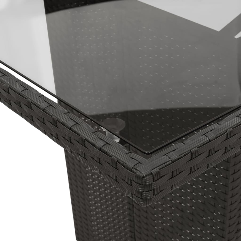 Σετ Τραπεζαρίας Κήπου 7 Τεμ. Μαύρο Συνθετικό Ρατάν με Μαξιλάρια