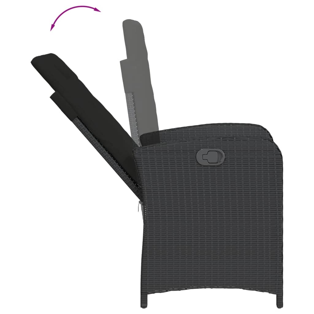 Σετ Τραπεζαρίας Κήπου 5 Τεμαχίων Μαύρο Συνθ. Ρατάν με Μαξιλάρια