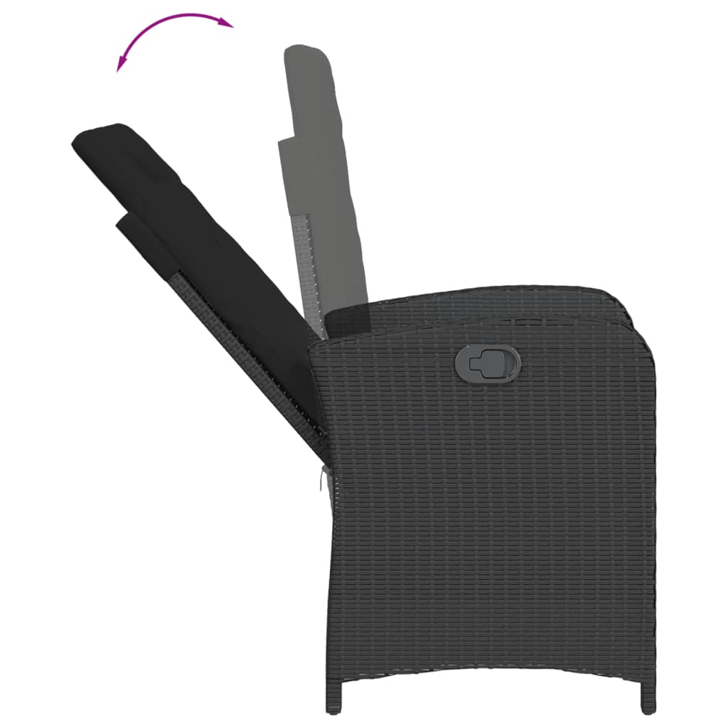 Σετ Τραπεζαρίας Κήπου 7 Τεμ. Μαύρο Συνθετικό Ρατάν με Μαξιλάρια