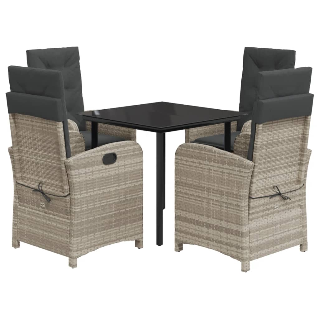 Σετ Τραπεζαρίας Κήπου 5 τεμ. Αν. Γκρι Συνθ. Ρατάν με Μαξιλάρια