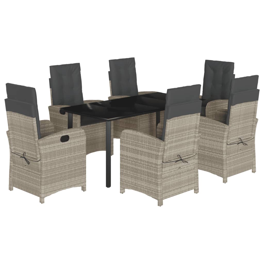 Σετ Τραπεζαρίας Κήπου 7 τεμ. Αν. Γκρι Συνθ. Ρατάν με Μαξιλάρια