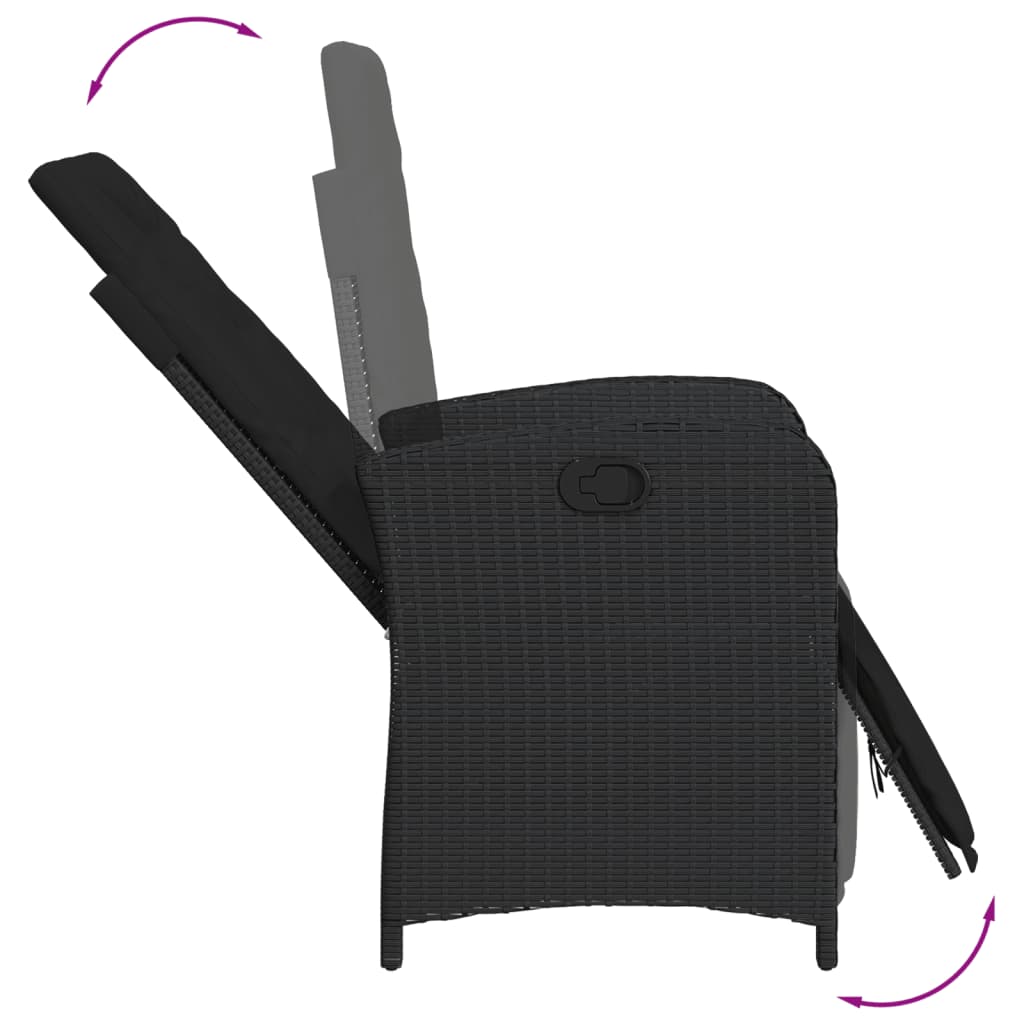 Σετ Τραπεζαρίας Κήπου 9 τεμ Μαύρο από Συνθ. Ρατάν με Μαξιλάρια