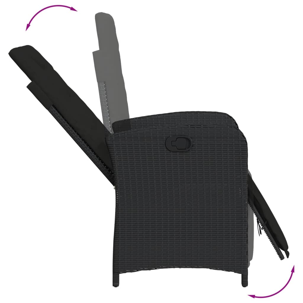 Σετ Τραπεζαρίας Κήπου 9 τεμ Μαύρο από Συνθ. Ρατάν με Μαξιλάρια