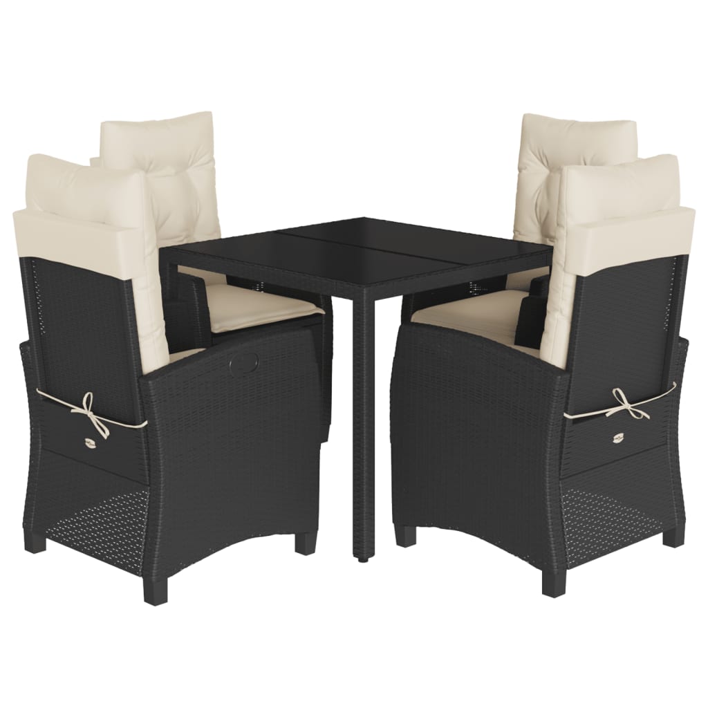 Σετ Τραπεζαρίας Κήπου 5 Τεμαχίων Μαύρο Συνθ. Ρατάν με Μαξιλάρια